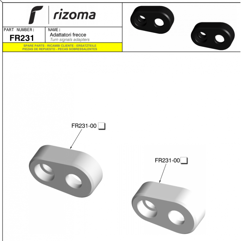 RIZOMA FR231B/271 Adaptador de Intermitentes Delanteros