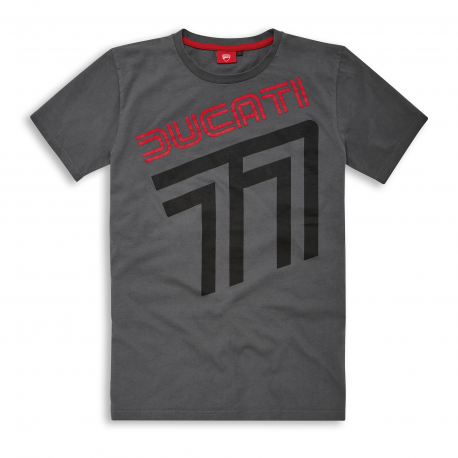 T-shirt manga curta cinza-vermelho Ducati Graphic 77