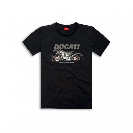 T-shirt manches courtes gris-rouge Ducati Red Line