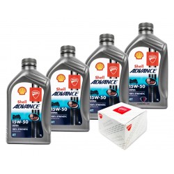 Kit cambio olio Shell Ducati 15/50 con filtro OEM