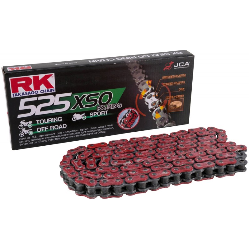 RK 525 XSO x 118 Links Red RX-Ring Drive Chain 