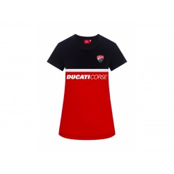 T-Shirt das Mulheres Negras Ducati Corse - STRIPED