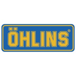 Adesivo Oficial Ohlins 28x74mm azul e amarelo
