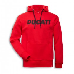 Felpa Con Cappuccio Rossa Logo Ducati Nera