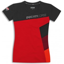 Camiseta mujer Ducati Corse Sport roja y negra 987705384