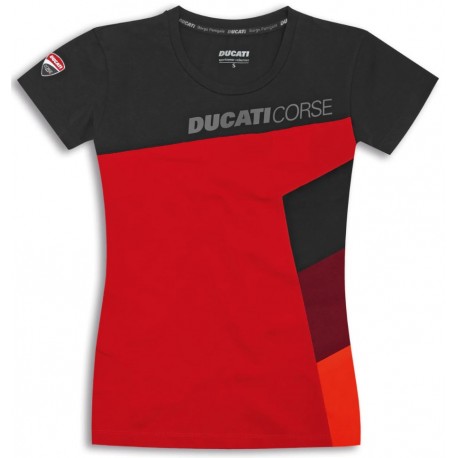 Camiseta mujer Ducati Corse Sport roja negra 987705384