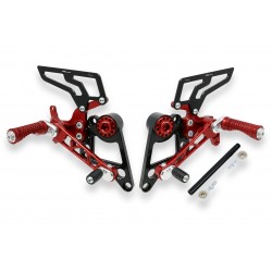 CNC Racing red rider adjustable rear sets for Ducati Monster