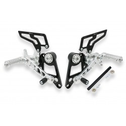 CNC Racing silver rider adjustable rear sets for Ducati Monster