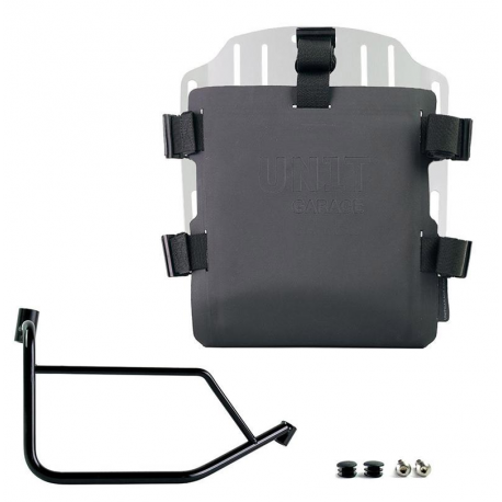 Unit Garage right hypalon bag holder with silver support for Ducati Desert X