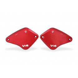 CNC Racing red fluid tank cap kit for Ducati Diavel V4